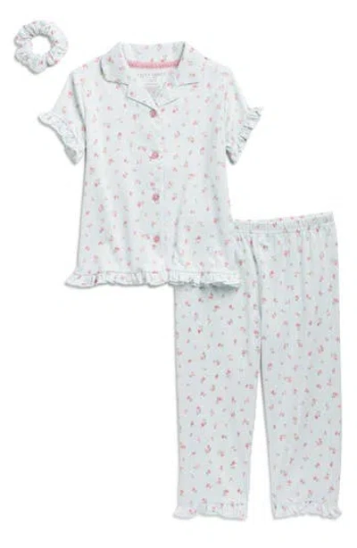Laura Ashley Kids' Velour Two-piece Pajamas & Scrunchie Set In Blue