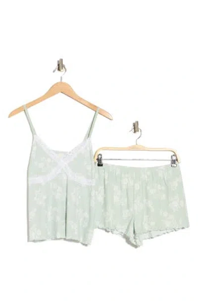 Laura Ashley Lace Camisole & Short Pajamas In Green