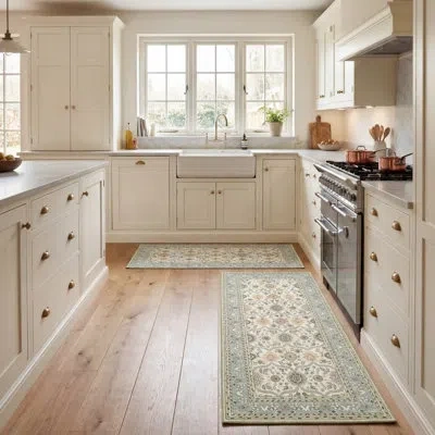 Laura Ashley Lambrook Imagine Printed Chenille Rugs Set In White