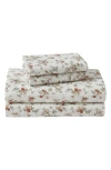 Laura Ashley Le Fleur Cotton Flannel Sheet Set In Dark Orange
