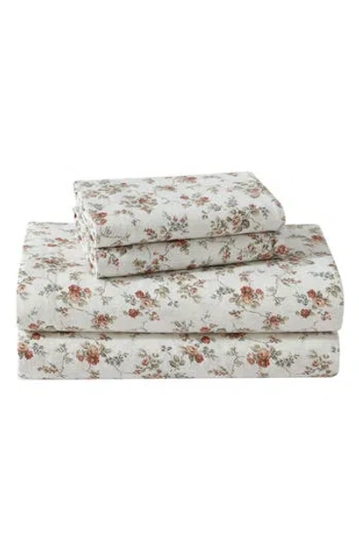 Laura Ashley Le Fleur Cotton Flannel Sheet Set In Dark Orange