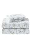 Laura Ashley Le Fleur Cotton Flannel Sheet Set In Light Pastel Blue