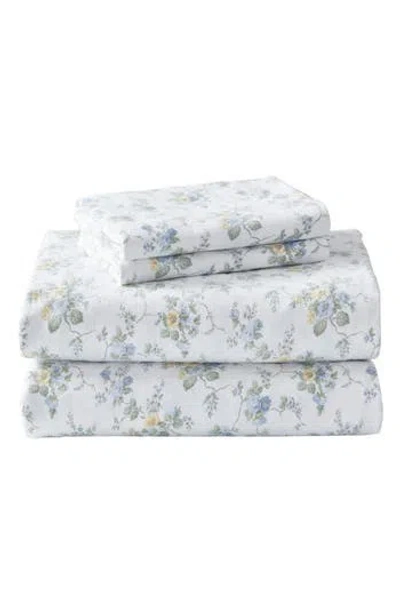 Laura Ashley Le Fleur Cotton Flannel Sheet Set In Gray