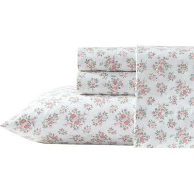Laura Ashley Leanna Rose 200 Thread Count Cotton Percale Sheet Set In Pink