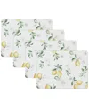 Laura Ashley Lemon Floral Cork Placemats Set Of 4, 16" X 12" In Lemon Floral