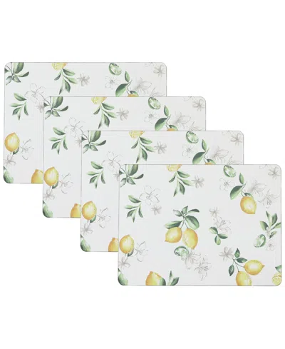 Laura Ashley Lemon Floral Cork Placemats Set Of 4, 16" X 12"