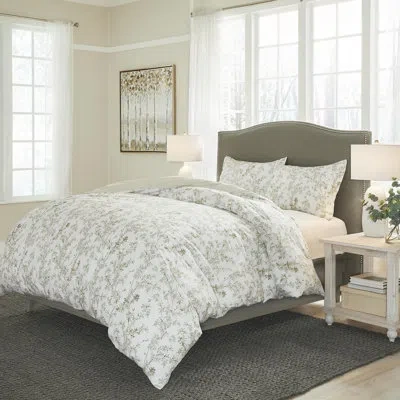 Laura Ashley Lindy Green Cotton Reversible Duvet Cover Set