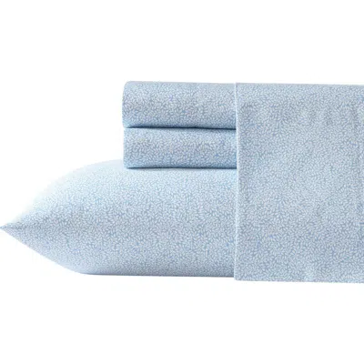 Laura Ashley Little Vines King Cotton Sheet Set In Blue