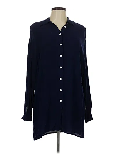 Pre-owned Laura Ashley Long Sleeve Blouse In Blue