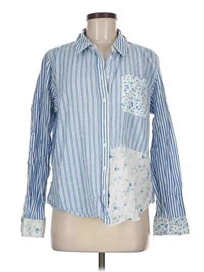 Pre-owned Laura Ashley Long Sleeve Button Down Shirt In Blue
