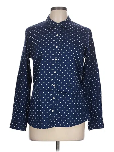 Pre-owned Laura Ashley Long Sleeve Button Down Shirt In Blue