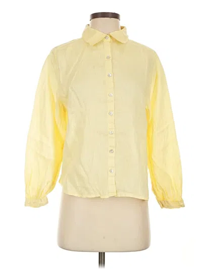 Pre-owned Laura Ashley Long Sleeve Button Down Shirt In Yellow