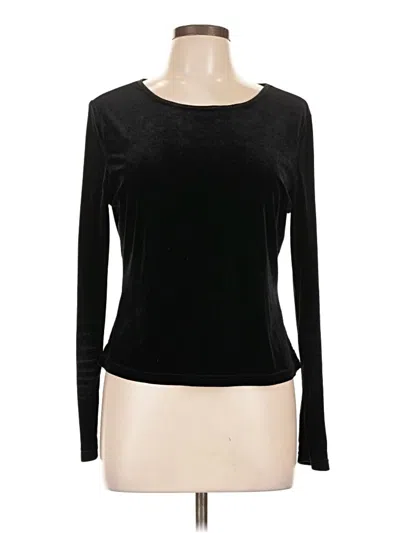 Pre-owned Laura Ashley Long Sleeve Top Black Boatneck Tops