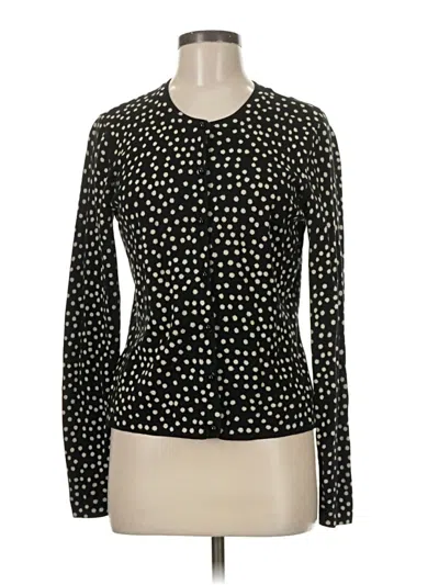 Pre-owned Laura Ashley Long Sleeve Top Black Polka Dots Pattern Keyhole Neckline Tops