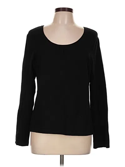 Pre-owned Laura Ashley Long Sleeve Top Black Scoop Neck Tops