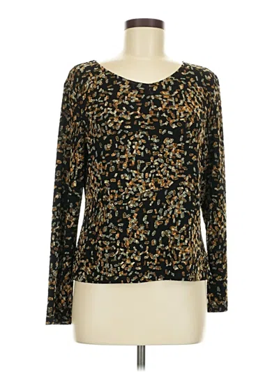 Pre-owned Laura Ashley Long Sleeve Top Gold Scoop Neck Tops