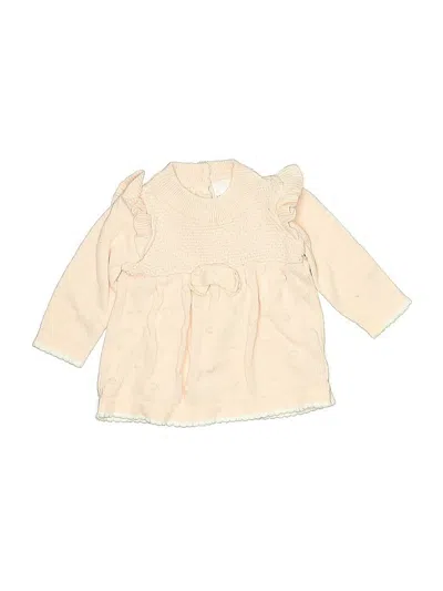 Pre-owned Laura Ashley Babies' Long Sleeve Top Ivory Ruffles Neckline Tops In White