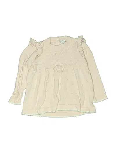 Pre-owned Laura Ashley Kids' Long Sleeve Top Ivory Ruffles Neckline Tops In White