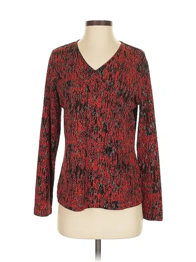 Pre-owned Laura Ashley Long Sleeve Top Red V-neck Tops