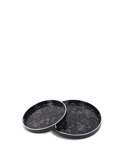 Laura Ashley Louise Print (set Of 2) Trays In Black