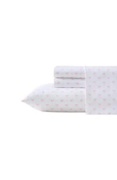 Laura Ashley Lovely Bow Print Microfiber Sheet Set In Pink