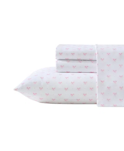 Laura Ashley Lovely Bows Microfiber 3-pc. Sheet Set, Twin In Pink