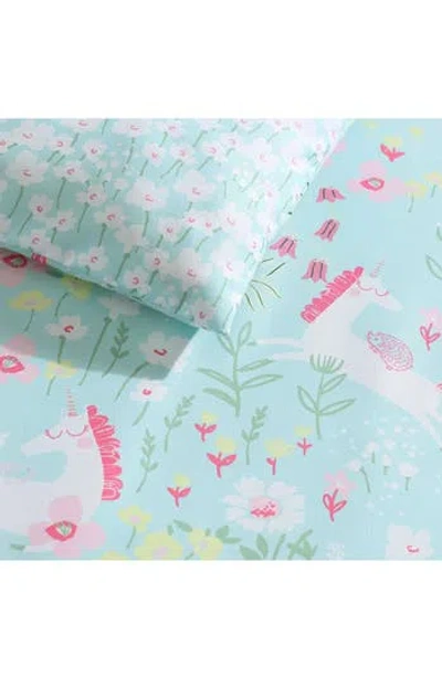 Laura Ashley Magical Unicorns 3-piece Queen Microfiber Comforter & Sham Set In Bright Blue