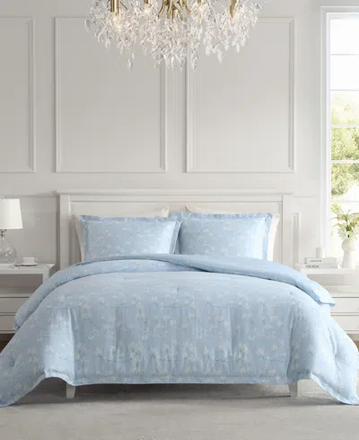 Laura Ashley Magnolia Grove 3-pc. Comforter Set, Full/queen In Blue