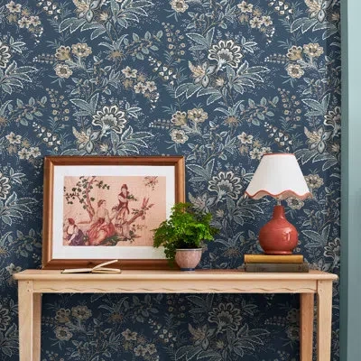Laura Ashley Marlbrook Pale Linen Wallpaper In Blue