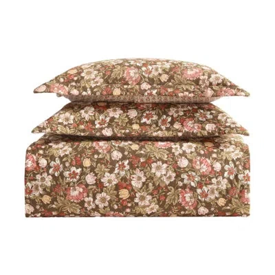 Laura Ashley Marta Cotton Reversible Brown Quilt Set