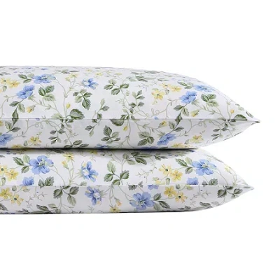 Laura Ashley Meadow Floral 300tc Pillowcase In Blue