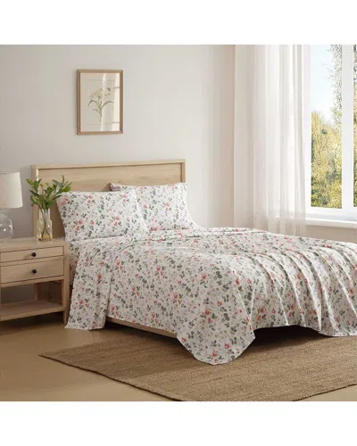 Laura Ashley Meadow Floral Printed100% Cotton Percale Sheet Set