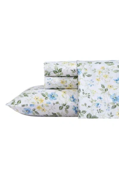 Laura Ashley Meadow Floral Quilt & Sham Set In Sunblue