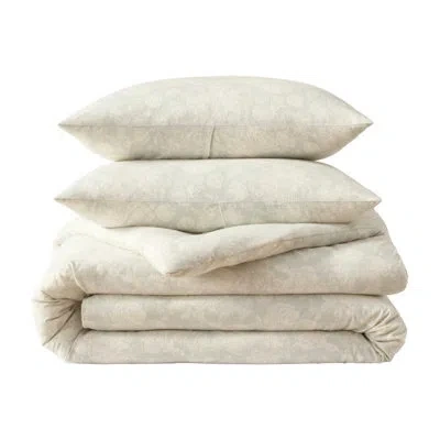 Laura Ashley Meredith Cotton Flannel Grey Comforter Set In Green