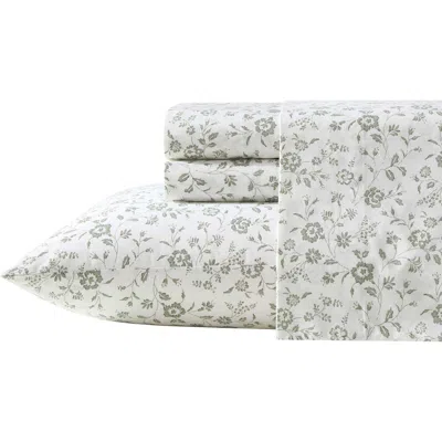 Laura Ashley Miranda Floral 200 Thread Count Cotton Percale Sheet Set In Green