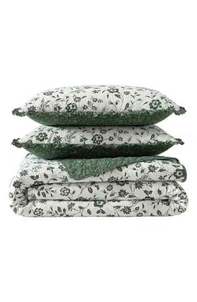 Laura Ashley Miranda Floral Cotton Quilt & Sham Set In Green