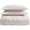 Laura Ashley Morning Gloria 3-piece Comforter & Sham Set In Pretty Pink/green