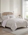 Laura Ashley Morning Gloria Reversible 3 Piece Comforter Set, Full/queen In Pretty Pink,green