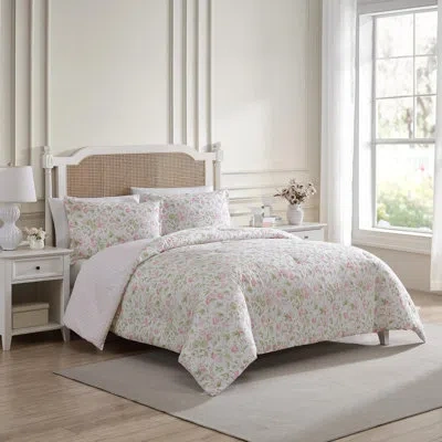 Laura Ashley Morning Glory Cotton Comforter Set In Green;pink