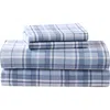 Laura Ashley Mulholland Plaid Cotton Flannel King Sheet Set In Blue
