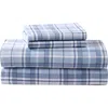Laura Ashley Mulholland Plaid Cotton Flannel Queen Sheet Set In Blue