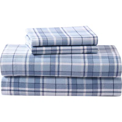Laura Ashley Mulholland Plaid Cotton Flannel Queen Sheet Set In Blue