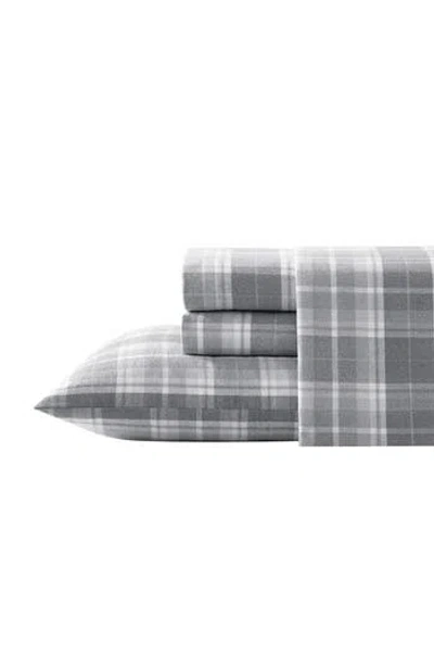 Laura Ashley Mulholland Plaid Cotton Flannel Queen Sheet Set In Gray
