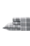 Laura Ashley Mulholland Plaid Cotton Flannel Sheet Set In Grey