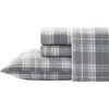 Laura Ashley Mulholland Plaid Cotton Flannel Sheet Set In Grey