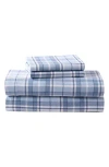 Laura Ashley Mulholland Plaid Cotton Flannel Sheet Set In Blue