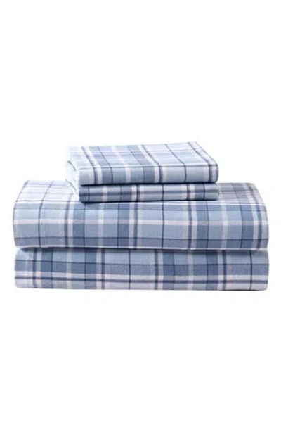 Laura Ashley Mulholland Plaid Cotton Flannel Sheet Set In Blue
