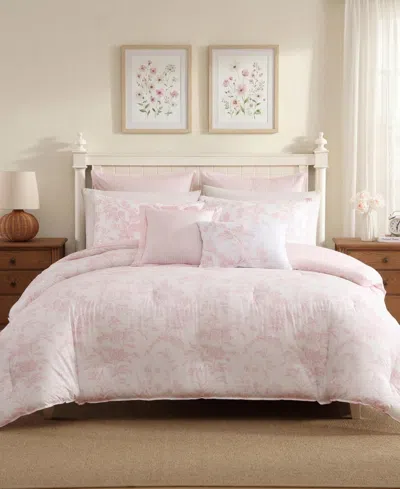 Laura Ashley Natalie Cotton 7-pc. Comforter Set, Full/queen In Pink