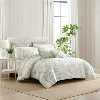 Laura Ashley Natalie Floral Cotton Comforter Bonus Set In Green