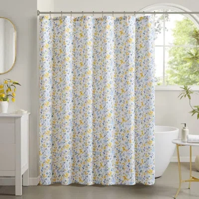 Laura Ashley Nora 100% Cotton Floral Shower Curtain In Yellow